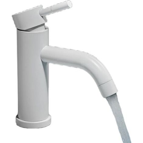 BRAVIX Robinet de lavabo blanc élégant en acier inoxydable - Bouche incurvée blanche (1/5)