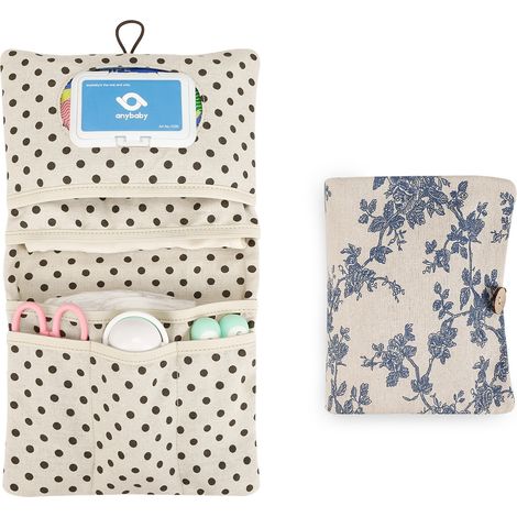 Sac 2 en 1 – Sac à maquillage et sac à langer – Imprimé floral bleu – (1/5)
