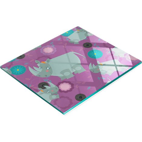 Tabla de cortar decorativa de cocina de vidrio templado con diseño de rinoceronte, 60x52 cm. (1/5)