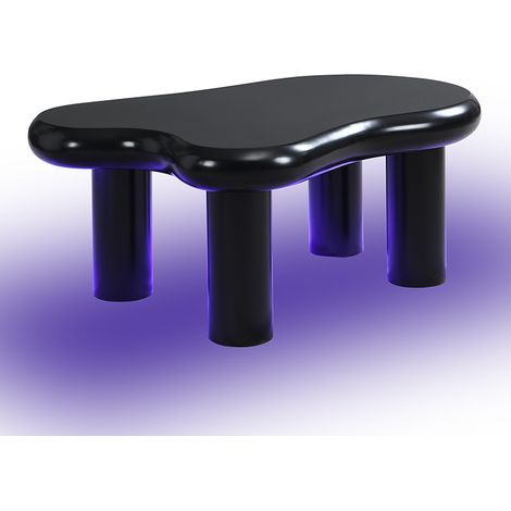 Schwarzer wolkenförmiger Couchtisch aus MDF mit LED-Beleuchtung und Schublade (1/5)