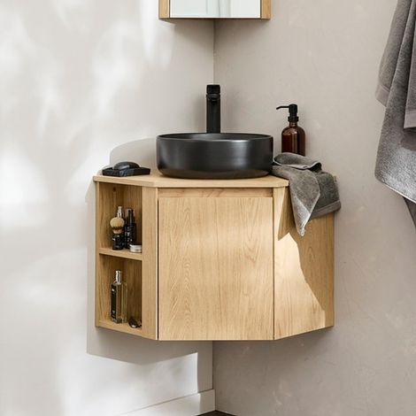 Eckwaschtisch-Set SORRENTO + schwarzes Waschbecken