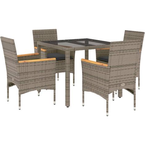 Maison Exclusive - 5-tlg. Garten-Essgruppe mit Kissen Grau Poly R