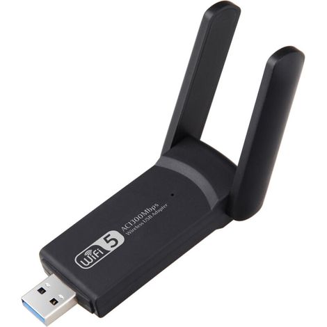 Clé WiFi, le WiFi Puissante AC1300 Mbps USB 3.0 Double Bande Antenne WiFi 2.4G / 5GHz Dongle WiFi PC/Laptop/Desktop/Tablet, Compatible avec Windows 11/10/8/7/XP, Mac OS X black (1/4)