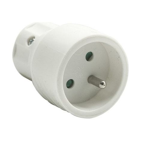 Fiche électrique femelle 2 pôles + terre connexion en haut, 16 A blanc