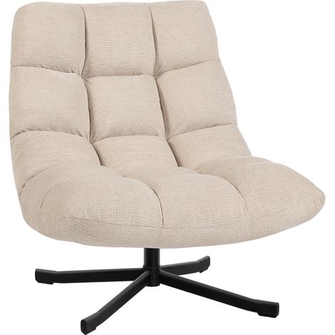 Fauteuil de salon sans accoudoirs et chaise pivotante - 75 x 95 x 90 cm, crème - En tissu chenille avec assise large - Pour salon, chambre - Design moderne et confortable (1/5)