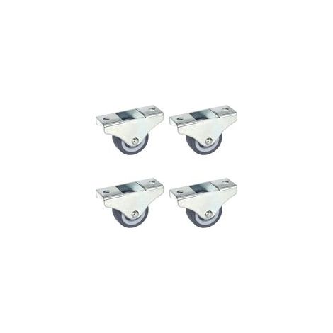 Lot de 4 Roulettes Fixes pour Meubles -25 mm x 13 mm - Capacité de Charge de 135 kg - Roues en TPE - Fixation Directionnelle - Roues Sans Traces sur les Sols Sensibles