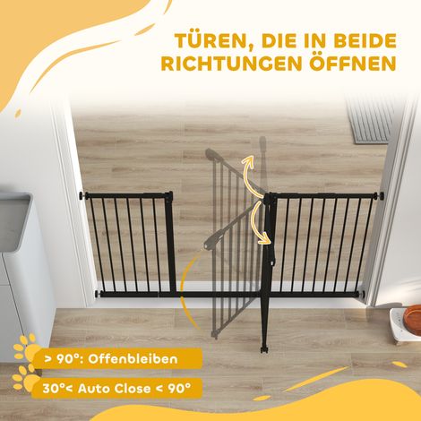 Barrière de sécurité Escalier et Porte avec Extension 17,5/20,3/30,5 cm Barrière Porte sans Perçage Auto-Fermeture pour Largeurs 74-147,5 cm Pivotante Double Côté Métal Noir (1/5)
