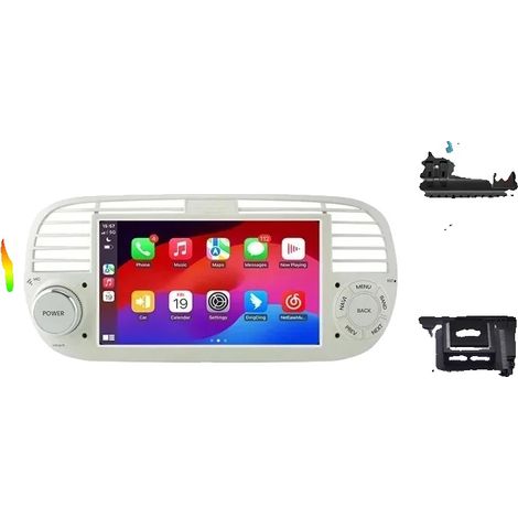 Carplay, Intégration Véhicule Transparent, Support Multimédia Polyvalent, compatible avec FIAT 500 / 500C Abarth 2007-2015, V1 Plus(2GB 32GB) (1/2)