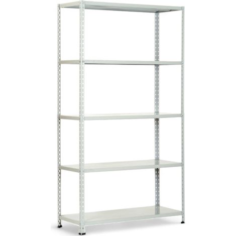 Scaffali in kit 5 ripiani angolari grigio 100x40x186 cm capacità di carico 400 kg acciaio verniciato montaggio sicuro (1/4)