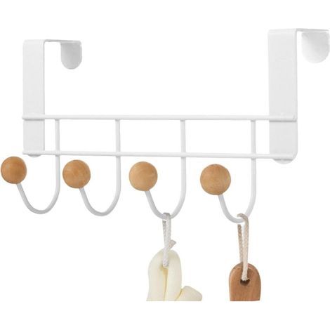 Patère De Porte À Suspendre 4 Crochets, Porte Manteau Pour Porte Sans Percage, Suspension Porte Manteau, Porte-serviettes Organisateur De Salle De Bain (1/5)