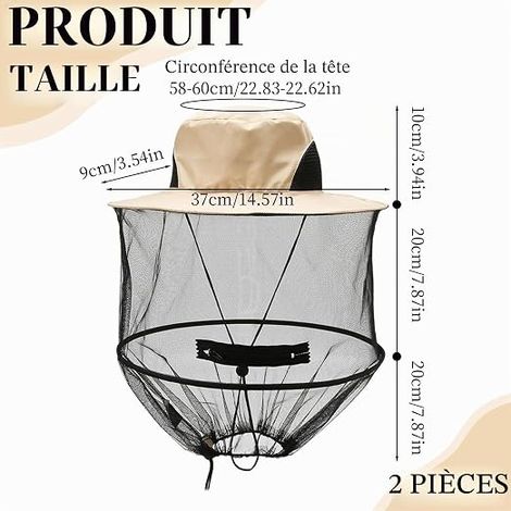 Foldable Hat Mosquito Net Quick Drying Anti-Mosquito Net Midges Head Suitable for Hiking Camping Beekeeping Fishing, Beige (1/4)