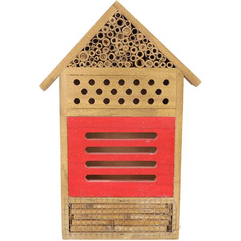 【Insect House】 Hôtel à Insectes Bois Décoratif pour Abeilles Shelter Jardin Naturel 19.5x3.8x29.8cm Platane Bois