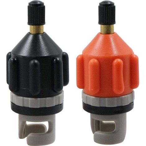 Adaptateur de pompe SUP D 2 pièces – pour canoë, kayak, pagaie, dériveur, 2 pièces (noir, orange) (1/4)