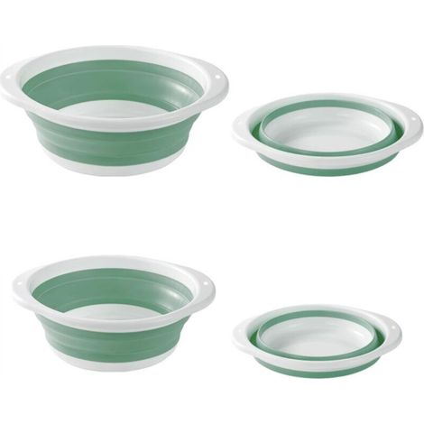 [NIEMALS VERWENDET] Zusammenklappbares Becken, 2-teilig, 2 Größen, faltbares Becken, faltbare Spülschüssel für Outdoor-Aktivitäten, Reisen, Camping, Küchenspüle (Grün-Weiß)