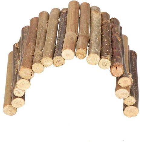 Hamster Bridge Wooden Bridge Ladder House Small Animal Chew Toy for Reptiles Mouse Rodents (M) (1/5)