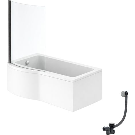 IDEAL STANDARD Connect Air 150 x 80 cm, conjunto para bañera/ducha izquierda + delantal + mampara fija + desagüe cromado