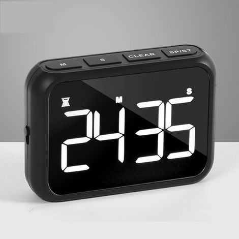 Temporizador electrónico LED recargable con gran pantalla LCD, temporizador digital magnético para cocinar y hornear con función de cuenta regresiva, adecuado para cocinas y estudios. (1/5)