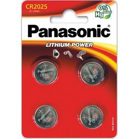 Panasonic – Piles bouton CR2025 – Tension 3V – Capacité 90% après 10 ans – Pour montres, clés de voiture, dispositifs médicaux