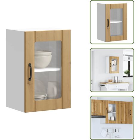 vidaXL Küchen-Hängeschrank mit Glastür Lucca Artisan-Eiche (1/5)