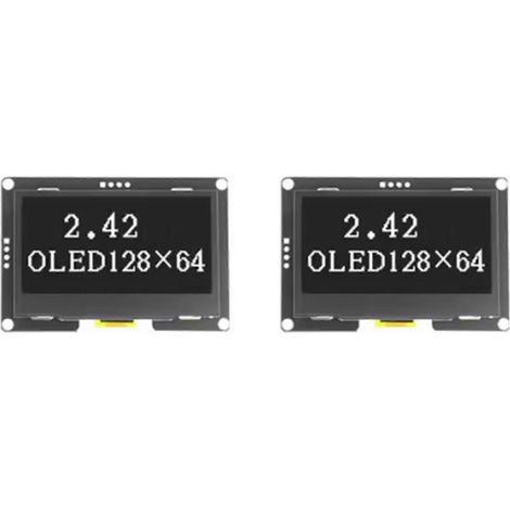 Lot de 2 modules d'affichage OLED haute résolution de 2,42 pouces (6,2 cm) - Résolution 128 x 64, pour interface I2C/SPI, blanc (1/5)