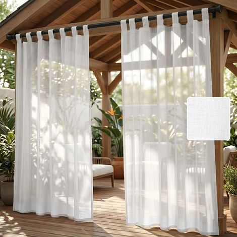 2PCS Rideaux d'Extérieur, Imperméable Rideau Voilage, H213 x L132 cm Fermeture Velcro, Rideau Occultant Thermique pour Pergola, Gazebo, Terrasse, Pavillon (1/5)