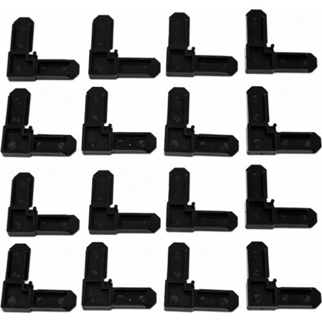 Lot de 16 coins de cadre de moustiquaire en plastique ABS 5/16 x 3/4 pouce, noirs, pour fenêtres et portes de maisons mobiles. (1/5)