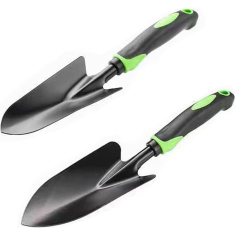 Pelle de jardin pour planter et transplanter - Petite pelle de jardin - Truelle à main pour jardin, seau, jardinière, parterres de fleurs - Couleur : noir et vert (1/5)