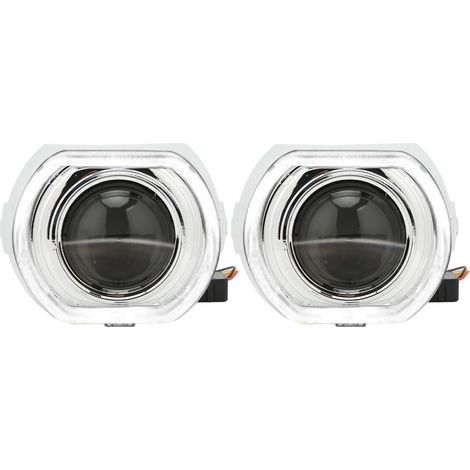 Lentille de projecteur Bi LED 3 pouces avec carénages Angel Eyes, lentilles de phare 9-24V pour H1 H4 H7 HB3 HB4 D1 blanc (1/5)