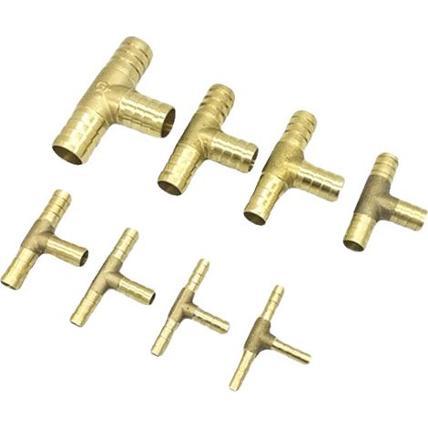 Conexión de tubería, material latón, tipo T, 3 vías -T, 14 mm Barb-a (1/2)