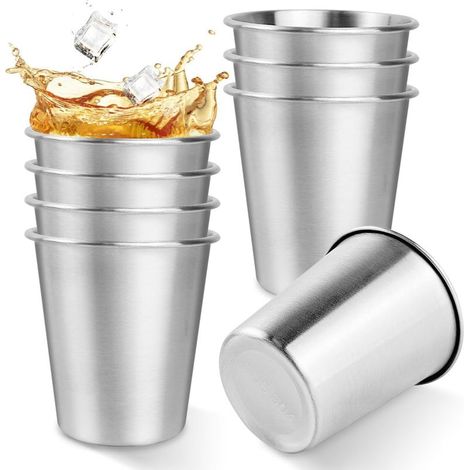 Set de 8 Verres à Whisky en Acier Inoxydable 260ml - Gobelets Empilables Réutilisables pour Bière, Cocktail, Eau - Idéal pour Camping, Pique-nique et Maison (1/5)