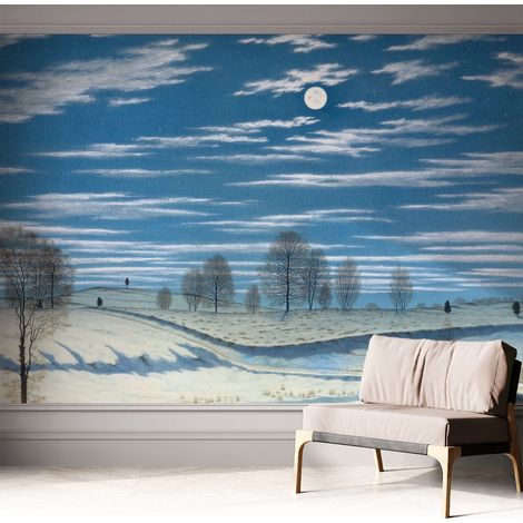 Selbstklebend Tapete - abwaschbar - Raumgestaltung Schlafzimmer Wohnzimmer Tapete Winterlandschaft 312x219 cm (1/5)