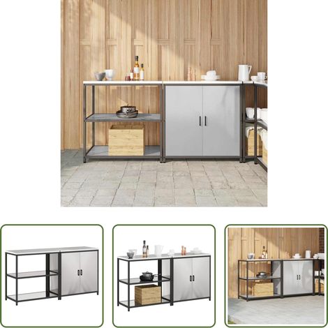 Küchenschränkchen - Aufbewahrungsset für die Küche mit Regal 2 pcs Silber Edelstahl (1/5)