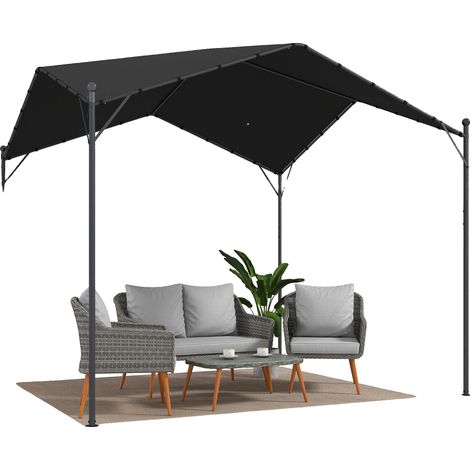 Pérgola de jardín, 3 x 3 metros, techo inclinado, toldo con protección UPF 30+, material duradero, diseño espacioso. (1/5)