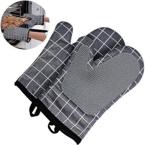 Gants de cuisine extra longs 18 x 28 cm, maniques en silicone résistantes à la chaleur - gris - (1/5)
