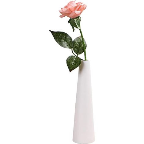 Weiße, konische Keramikvase, 22,1 cm, für einen Stiel, nur als Tischdekoration (Blume nicht enthalten)