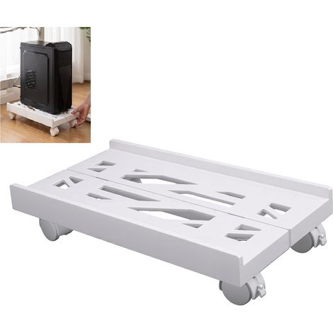 Support PC au Sol Réglable avec 4 Roulettes – Largeur 20-30 cm, Charge 40 kg, Surélevé 4,5 cm Anti-Poussière, Montage Sans Outil – Pour Tour d‘Ordinateur, Blanc (1/5)
