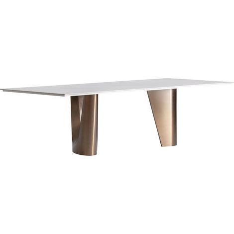 Table à manger contemporaine blanc cassé cuivre - blanc cassé et cuivre (1/5)