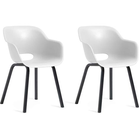 Garden Chair with Metal Legs Noa 2 pcs White Keter