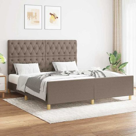 Cadre de lit sans matelas taupe 160x200 cm tissu (1/5)