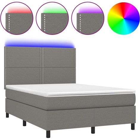 Maison Exclusive - Letto a Molle Materasso e LED Grigio Scuro 140x190cm in Tessuto (1/5)