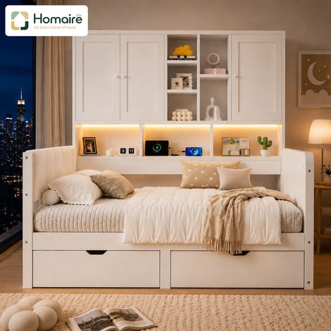 Schrank Weiß MDF 204.5 x 164.5 x 153.5 cm HOMAIRE (1/5)