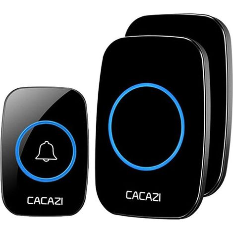 Sonnette sans fil True Wireless Doorbell One for Two avec télécommande longue portée et musique, idéale pour les personnes âgées. Couleur : Noir, UE.-AquaForge (1/5)