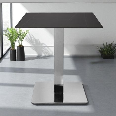 Tavolo bar pub ristorante 70x70 cm base argento Top per esterno effetto Marmo Nero H 75 (1/5)