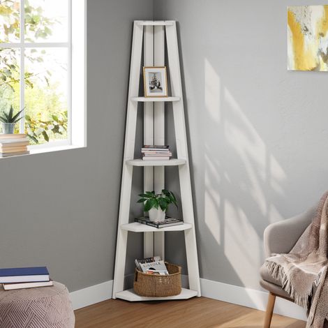 Corona White Corner Ladder Bookcase (1/5)