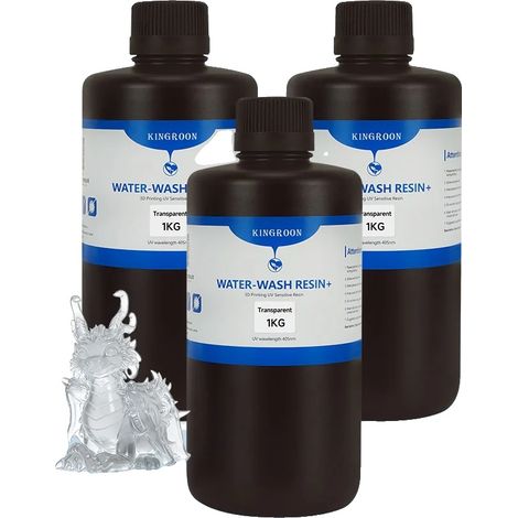 Resina per stampa 3D, facile da pulire, ecologica, trasparente, 3 kg (1/2)
