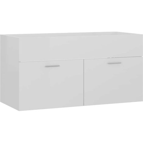 Maison Exclusive - Mobile Lavabo Bianco Lucido 90x38,5x46 cm in Legno Multistrato (1/5)