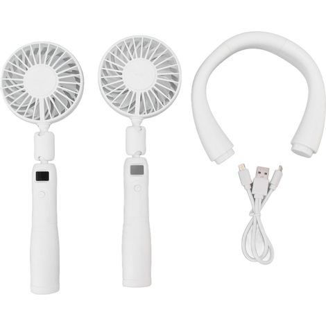3-stufiger, neigbarer Nackenventilator mit LCD-Bildschirm, USB-aufladbar, tragbarer Miniatur-Handventilator (1/5)