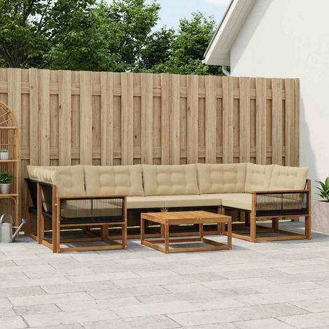 vidaXL Outdoor-Sofagarnitur mit Kissen 7 pcs Natur und Beige (1/5)