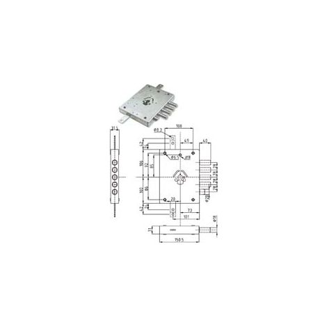 SERRATURA TRIPL. APPLICARE CIL. EUROPEO CON SCROCCO BLIND. HEAVY MM.73  mm.73 SX (SER NE42 7 S)    DIERRE