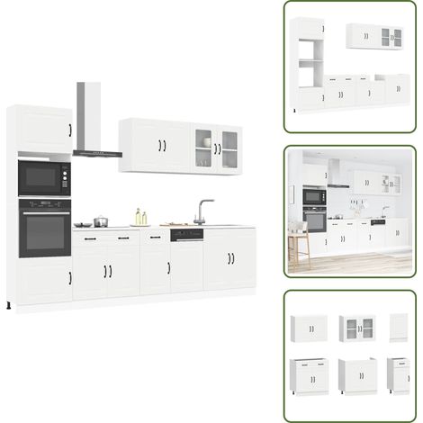 The Living Store 7-tlg. Küchenschrank-Set Kalmar Weiß Holzwerkstoff - Küchenschränke (1/5)